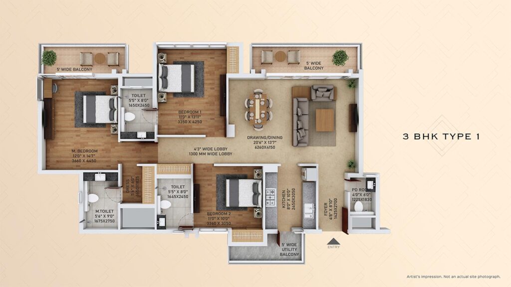 Ace-Starlit-floor-plan-3bhk-type-1